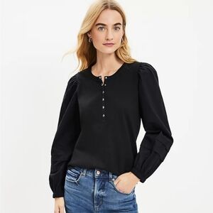 NWT Mixed Media Henley Top